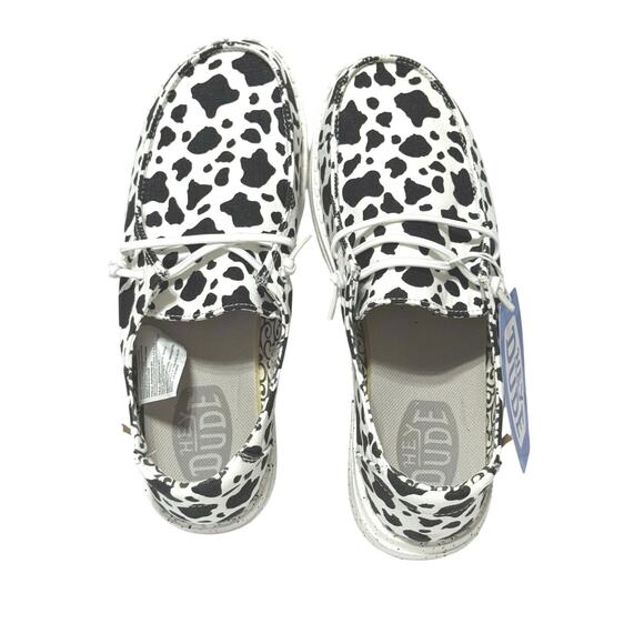 Hey Dude Wendy Women’s Milky Way Cow Print Casual Slip On Shoes Size 7 - Picture 7 of 12